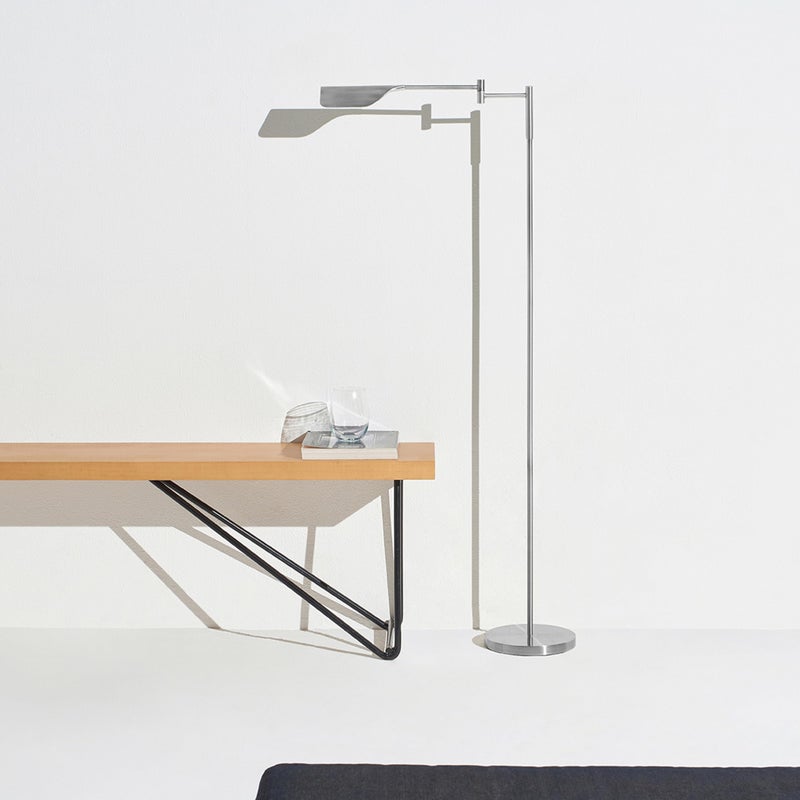 Brightech Leaf Pharmacy LED Reading Lamp, Dimmable Floor Lamp with Easy Adjustable Rotation Over Chair or Desk for Living Room, Work Light for Office, Modern Minimalist Home Decor - Platinum Silver - Image 5